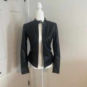 Calvin Klein Vegan Black Leather Jacket for Women